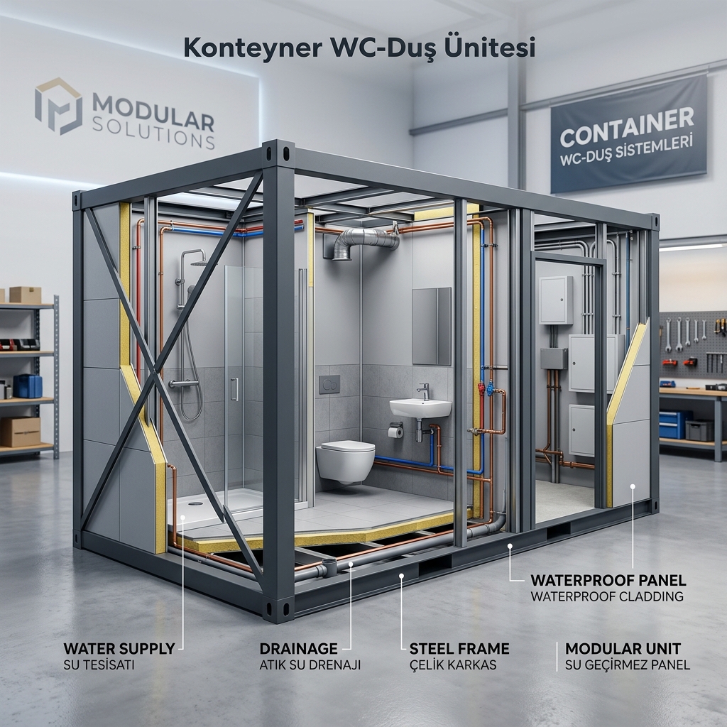 Wc-Duş Konteyner İskeleti ve Tesisat Paketi